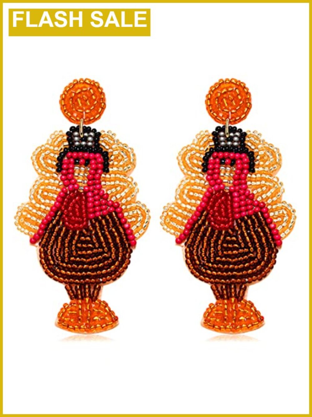 Handmade Beaded Thanksgiving Drop Dangle Earrings Pumpkin Turkey Maple Leaf